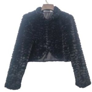 Faux Fur Black Formal Coat (short/crop)